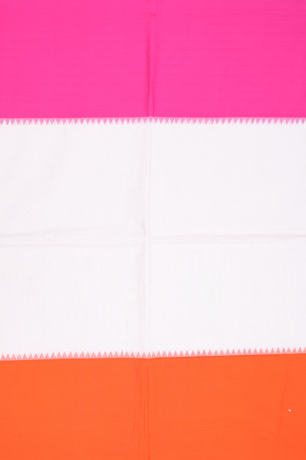 Bengal Cotton Saree In White With Ganga Jamuna Border