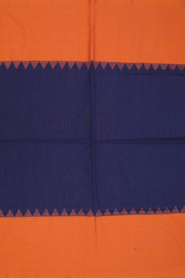 Bengal Cotton Saree In Oxford Blue With Contrast Border