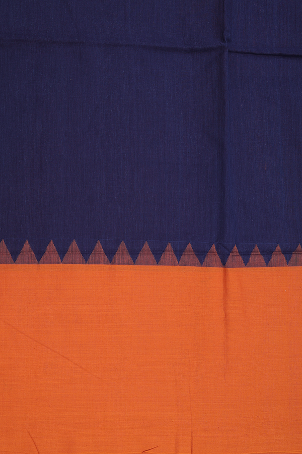 Bengal Cotton Saree In Oxford Blue With Contrast Border