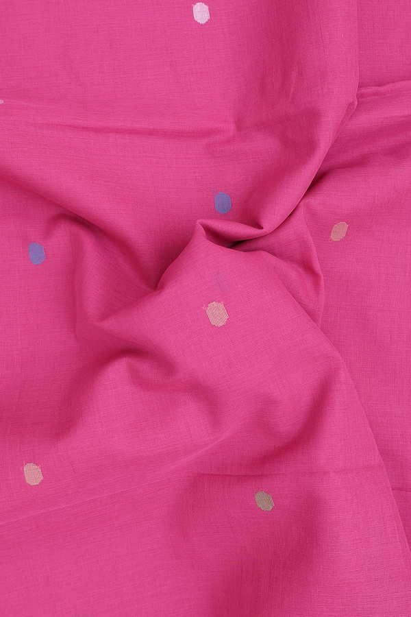 Bengal Cotton Saree In Pink With Threadwork Buttas