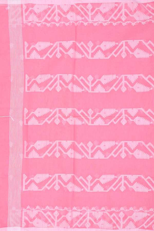 Bengal Cotton Saree In Pink With Threadwork Buttas