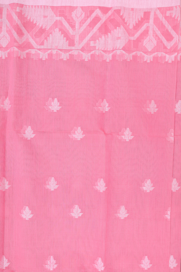 Bengal Cotton Saree In Pink With Threadwork Buttas