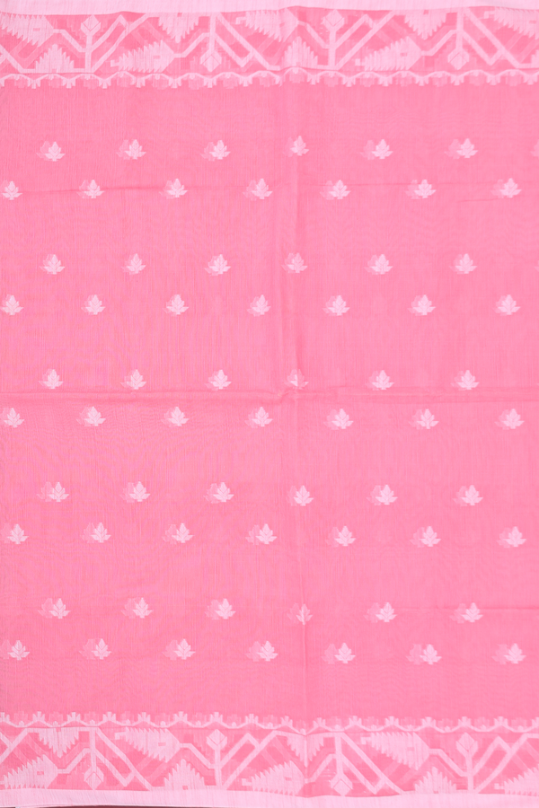 Bengal Cotton Saree In Pink With Threadwork Buttas