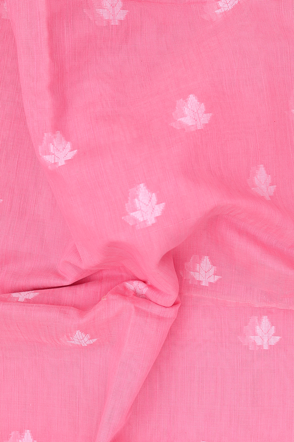 Bengal Cotton Saree In Pink With Threadwork Buttas