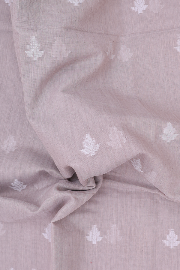 Bengal Cotton Saree In Dusty Grey With Threadwork Buttas