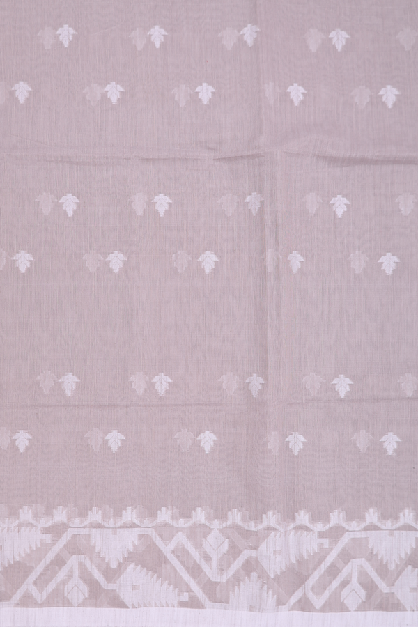 Bengal Cotton Saree In Dusty Grey With Threadwork Buttas