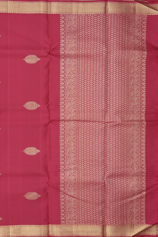 Kanchipuram Silk Saree In Crimson Red With Zari Buttas