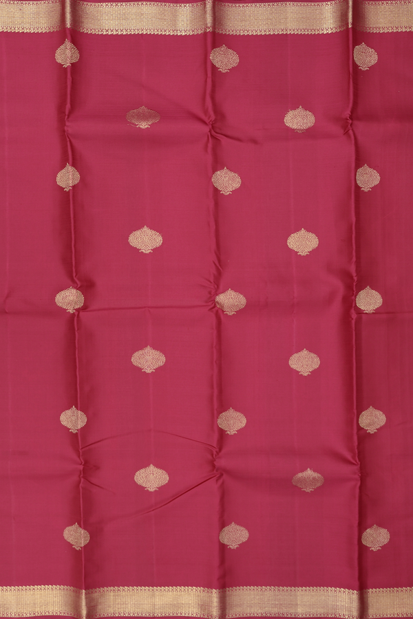 Kanchipuram Silk Saree In Crimson Red With Zari Buttas