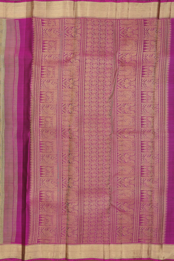 Kanchipuram Silk Saree In Greenish Grey With Jacquard Design