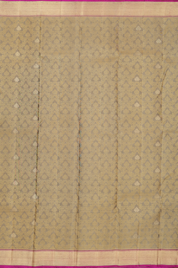 Kanchipuram Silk Saree In Greenish Grey With Jacquard Design