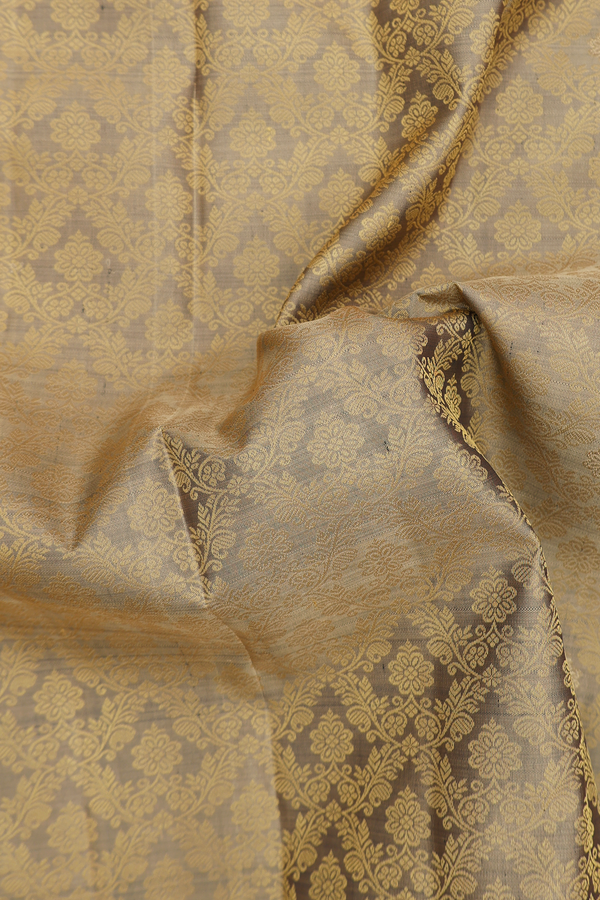Kanchipuram Silk Saree In Greenish Grey With Jacquard Design