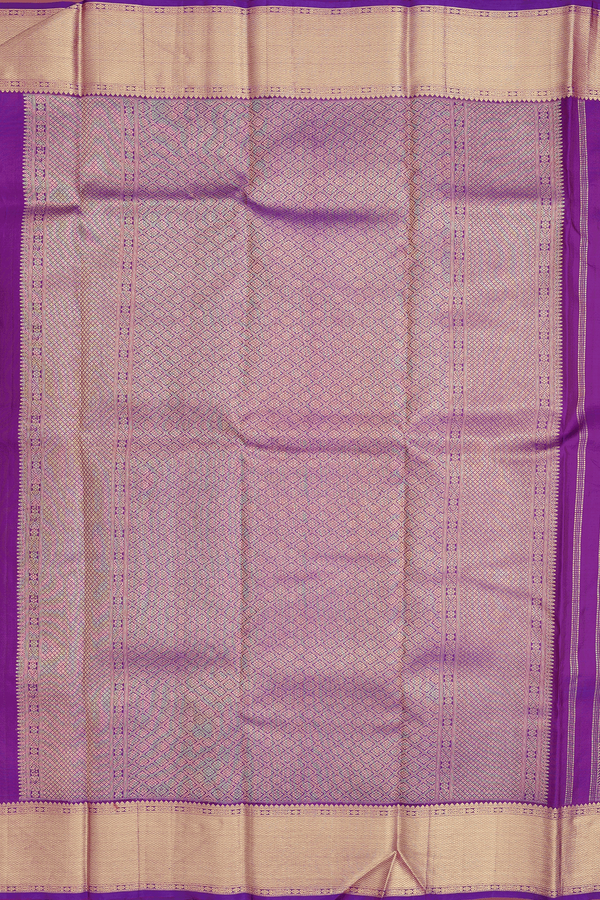 Kanchipuram Silk Saree In Deep Purple With Geometric Design