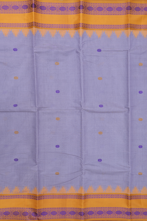 Kanchi Cotton Saree In Grey With Silk Border
