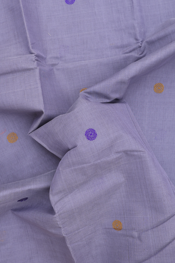 Kanchi Cotton Saree In Grey With Silk Border