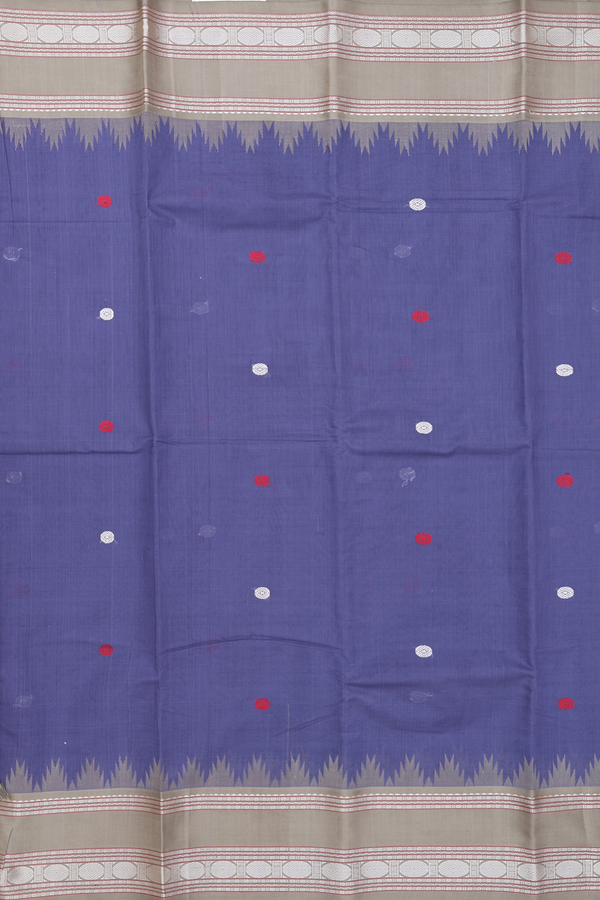 Kanchi Cotton Saree In Blue With Silk Border