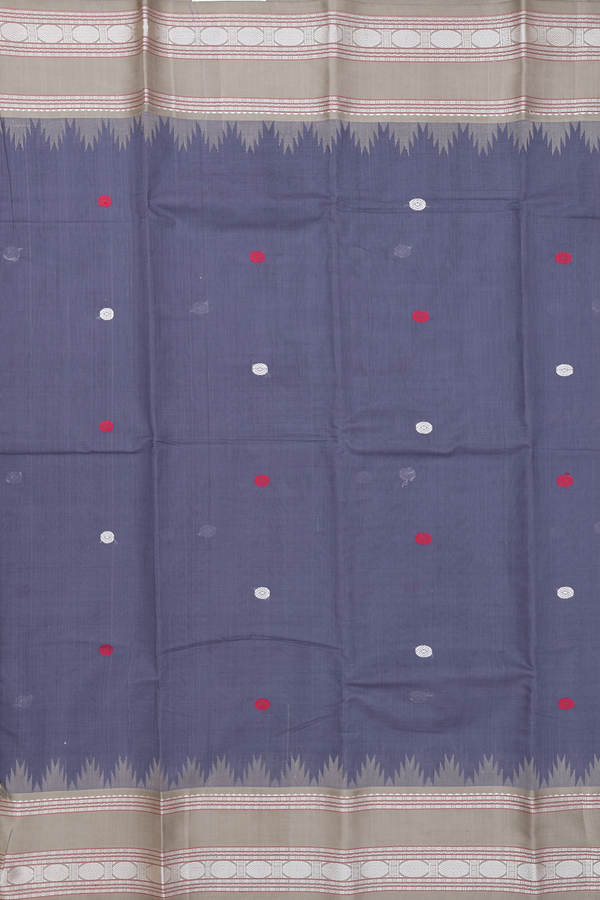 Kanchi Cotton Saree In Blue With Silk Border