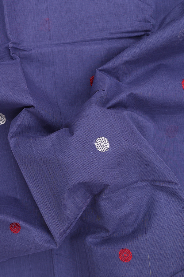Kanchi Cotton Saree In Blue With Silk Border