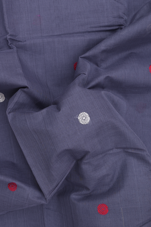 Kanchi Cotton Saree In Blue With Silk Border