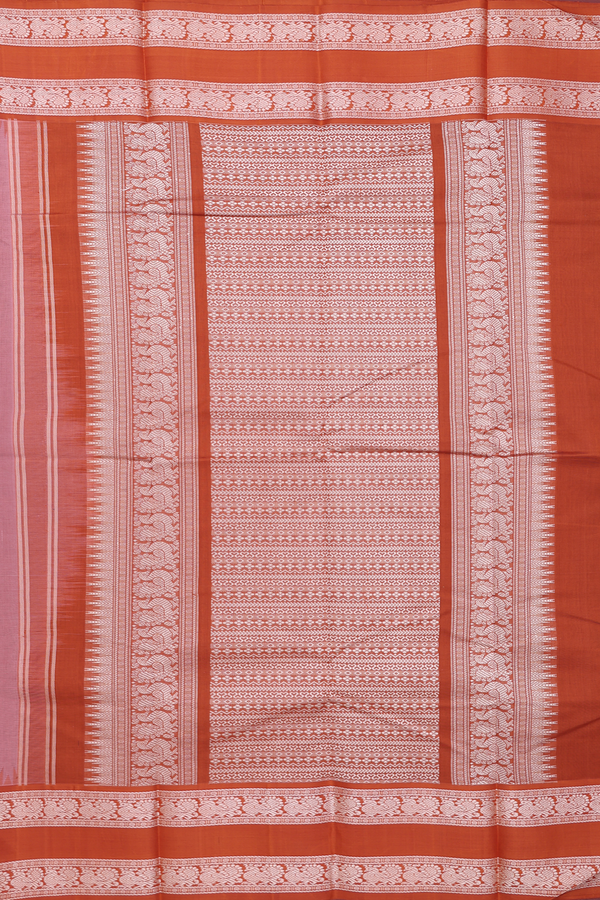 Kanchi Cotton Saree In Dusty Rose Pink With Temple Border