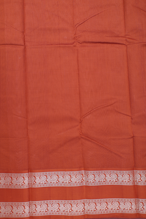 Kanchi Cotton Saree In Dusty Rose Pink With Temple Border