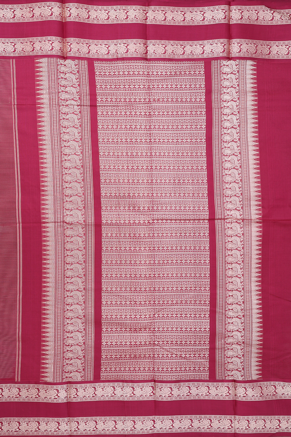 Kanchi Cotton Saree In Plain Khaki With Temple Border