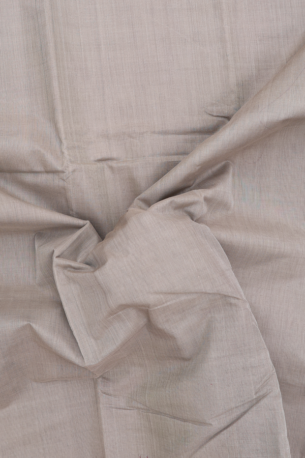 Kanchi Cotton Saree In Plain Khaki With Temple Border