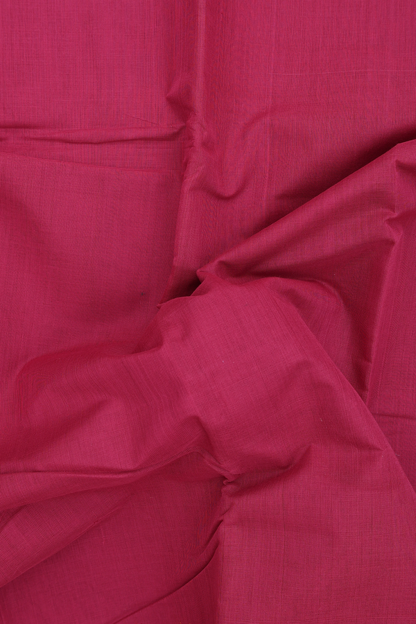 Kanchi Cotton Saree In Hibiscus Red With Temple Border