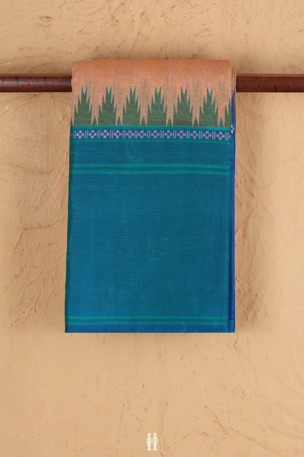 Kanchi Cotton Saree In Orange With Ganga Jamuna Border