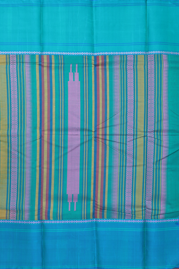 Kanchi Cotton Saree In Orange With Ganga Jamuna Border