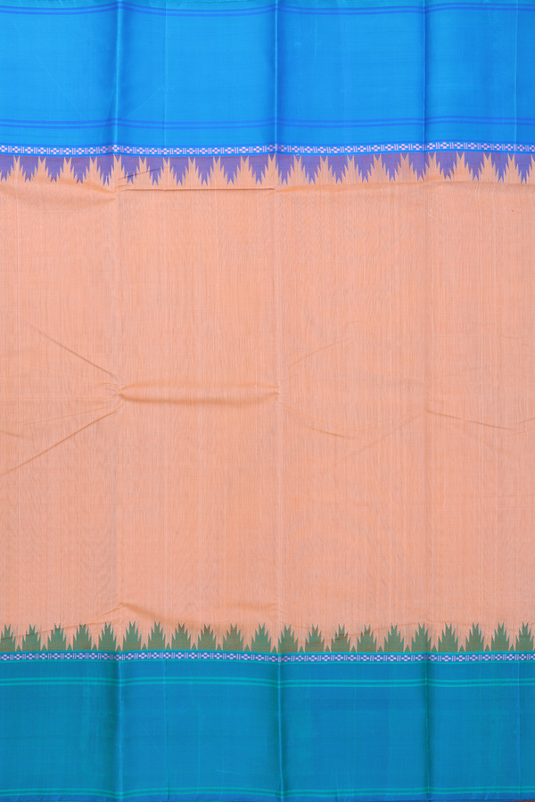 Kanchi Cotton Saree In Orange With Ganga Jamuna Border