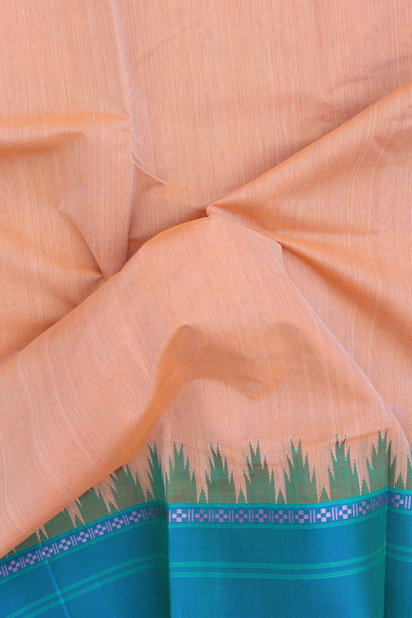 Kanchi Cotton Saree In Orange With Ganga Jamuna Border