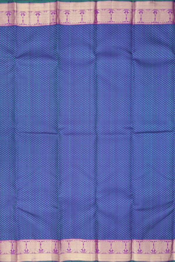 Kanchipuram Silk Saree In Cobalt Blue With Jacquard Pattern