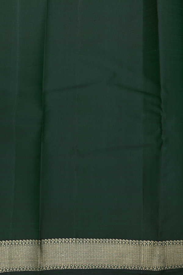 Kanchipuram Silk Saree In Forest Green With Parrot Motifs