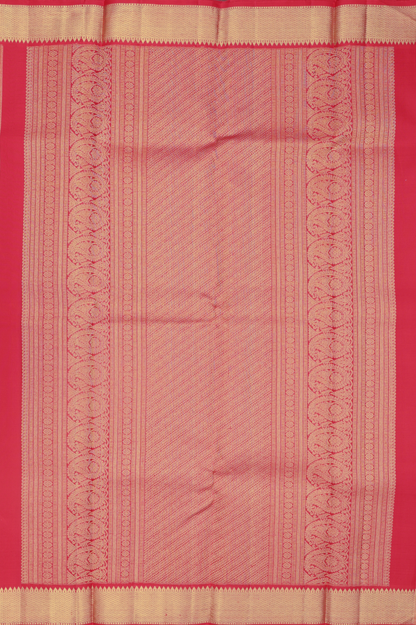 Kanchipuram Silk Saree In Scarlet Red With Paisley Buttas