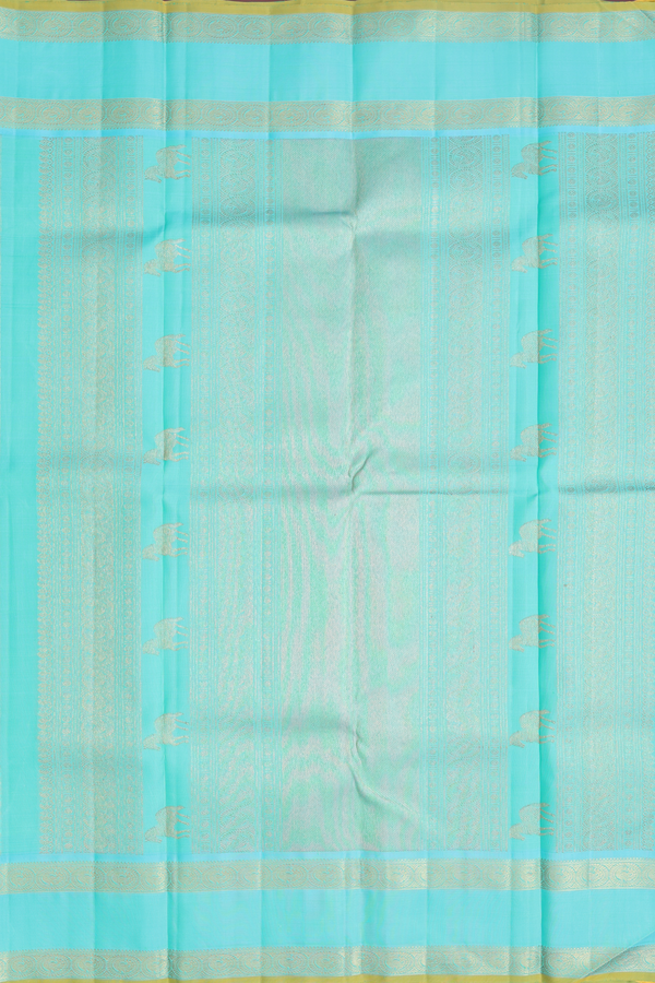 Kanchipuram Silk Saree In Royal Blue With Peacock Buttas