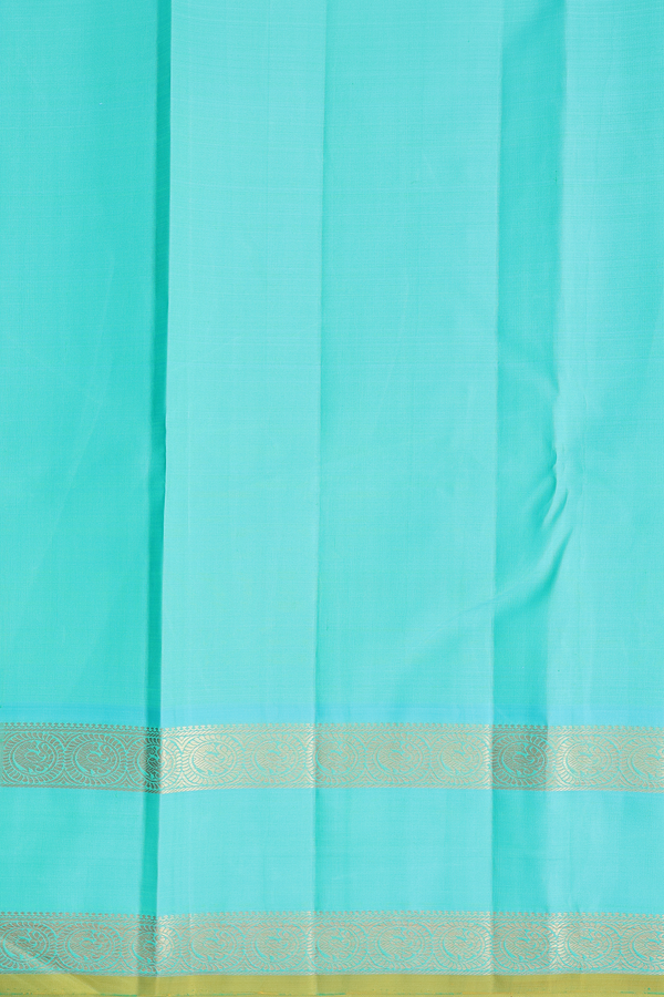 Kanchipuram Silk Saree In Royal Blue With Peacock Buttas