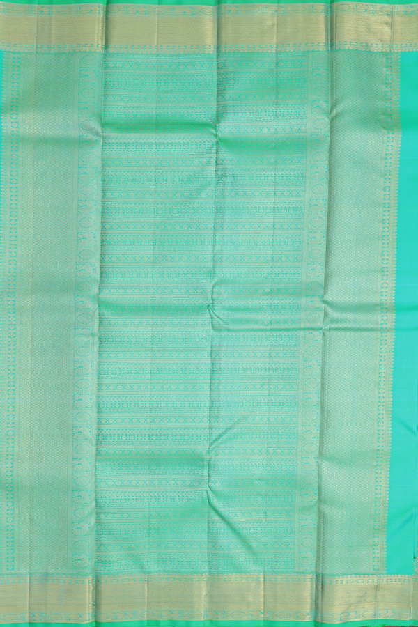 Kanchipuram Silk Saree In Aqua Green With Jacquard Pattern
