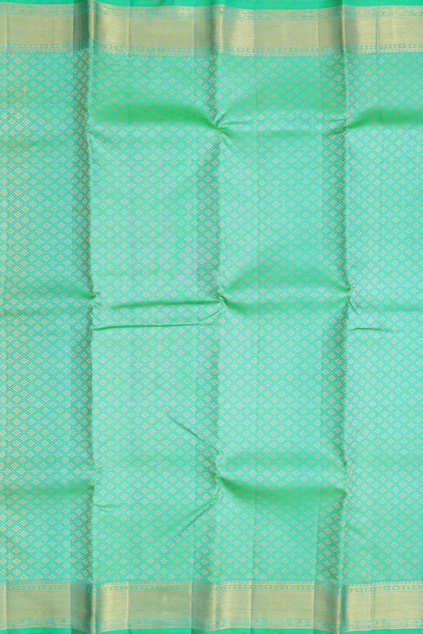 Kanchipuram Silk Saree In Aqua Green With Jacquard Pattern