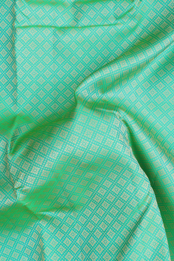 Kanchipuram Silk Saree In Aqua Green With Jacquard Pattern