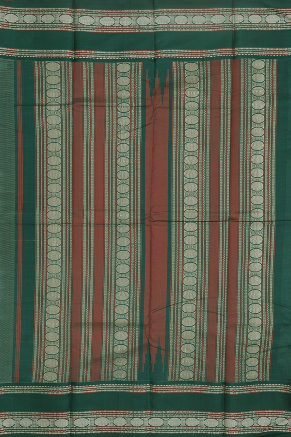Kanchi Cotton Saree In Dusty Green With Threadwork Buttas