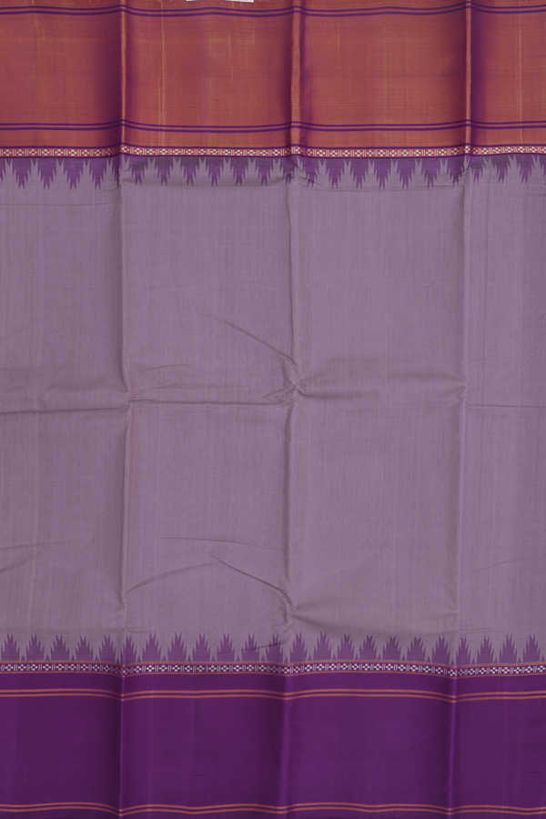 Kanchi Cotton Saree Dusty Lavender With Ganga Jamuna Border