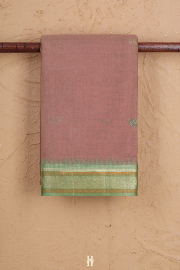 Kanchi Cotton Saree In Dusty Rose With Threadwork Buttas
