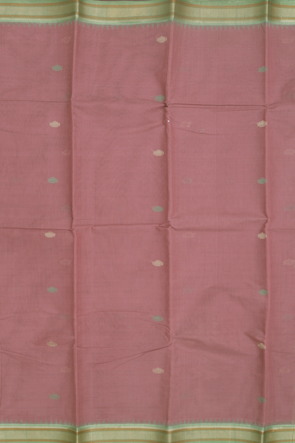 Kanchi Cotton Saree In Dusty Rose With Threadwork Buttas