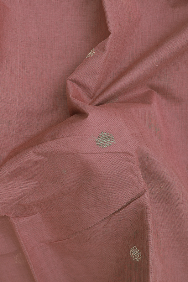 Kanchi Cotton Saree In Dusty Rose With Threadwork Buttas