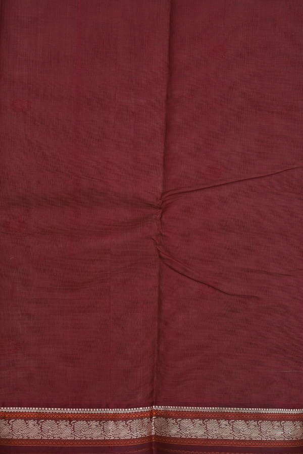 Kanchi Cotton Saree In Dark Khaki With Threadwork Buttas