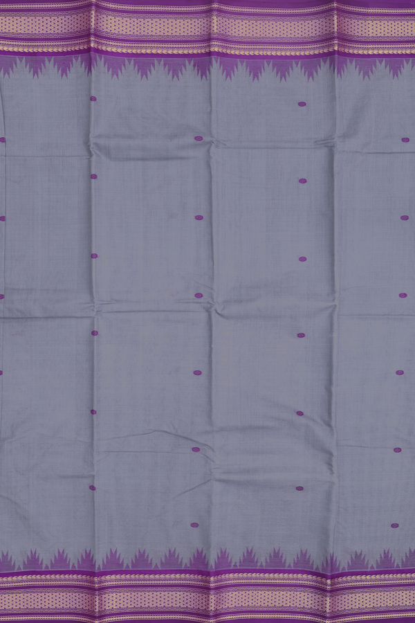 Kanchi Cotton Saree In Grey With Threadwork Buttas