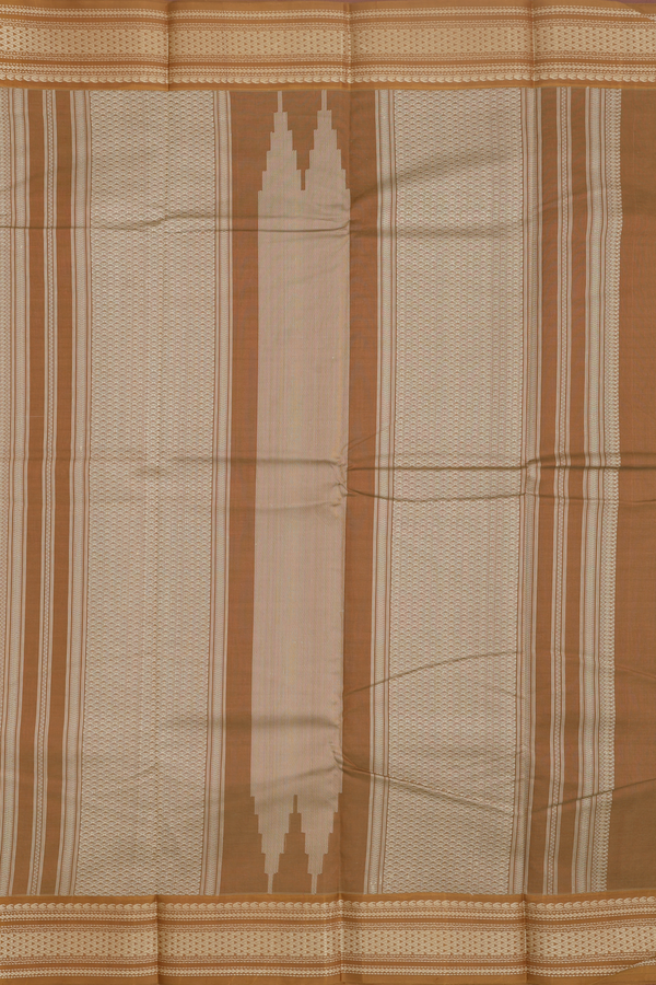 Kanchi Cotton Saree In Dusty Brown With Threadwork Buttas