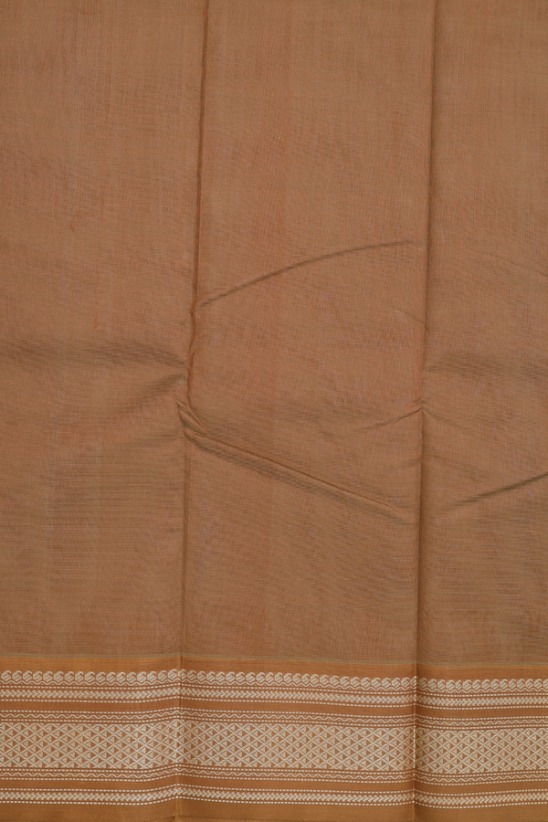 Kanchi Cotton Saree In Dusty Brown With Threadwork Buttas