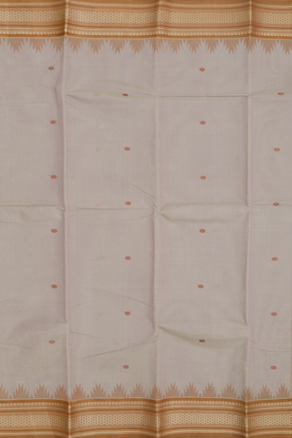 Kanchi Cotton Saree In Dusty Brown With Threadwork Buttas