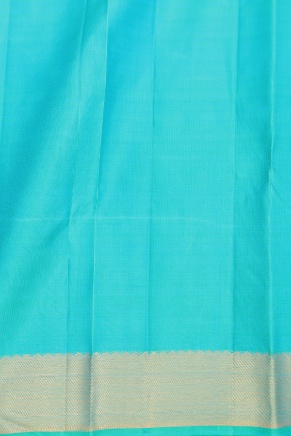 Kanchipuram Silk Saree In Tiffany Blue With Peacock Buttas